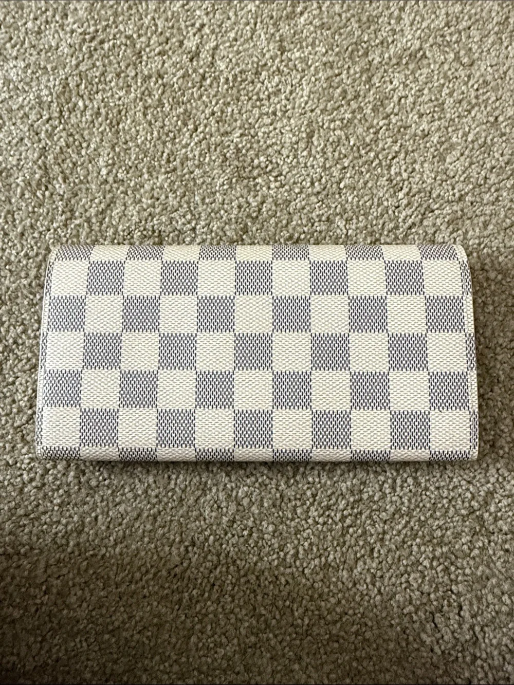 Louis Vuitton Damier Azur Checkered Continental Wallet with Pink Snap